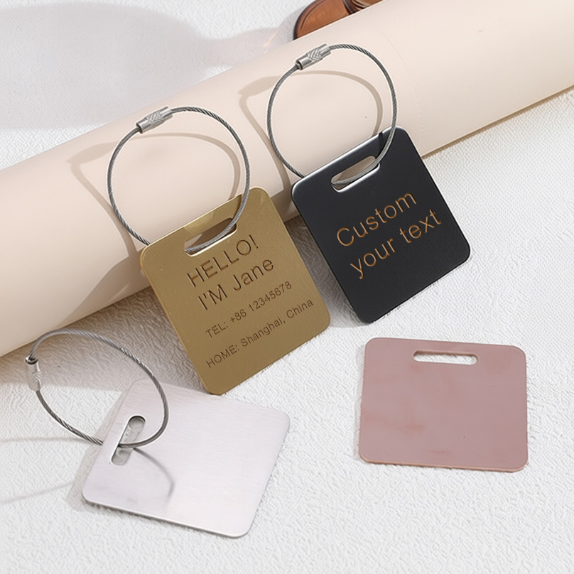 Travel Accessories Store - ป้ายชื่อกระเป๋าเดินทางแบบกำหนดเอง ป้ายสลักเลเซอร์ ป้ายกันหาย อุปกรณ์เสริมสำหรับการเดินทาง สแตนเลสสตีล ป้ายติดกระเป๋าเดินทางแบบส่วนตัว