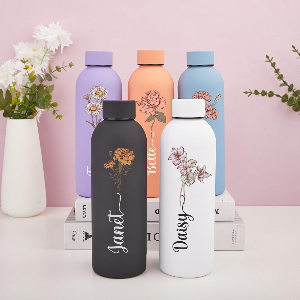 Travel Accessories Bottles - ขวดน้ำลายดอกไม้แบบกำหนดเองได้, ขวดเก็บความเย็นแบบพกพาสำหรับกีฬากลางแจ้ง, สำหรับการตั้งแคมป์, เดินป่า และการเดินทาง