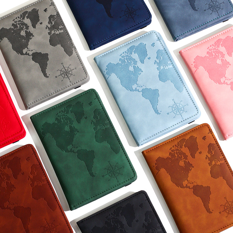Qantas Travel Accessories - ซองใส่พาสปอร์ตหนังพิมพ์ลายแผนที่ใหม่ ปกหนังสือเดินทาง ซองใส่บัตรโดยสารเครื่องบิน ซองใส่บัตรประชาชน อุปกรณ์เสริมการเดินทาง