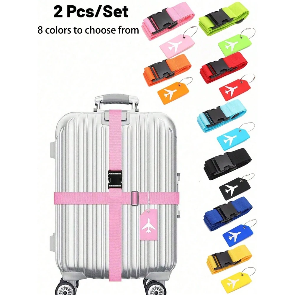 Travel Accessories International - ชุดสายรัดกระเป๋าเดินทางพร้อมป้ายติดกระเป๋า สายรัดกระเป๋าเดินทางหลากสี เหมาะสำหรับกระเป๋าเดินทางหลากหลายประเภท เหมาะสำหรับการเดินทาง