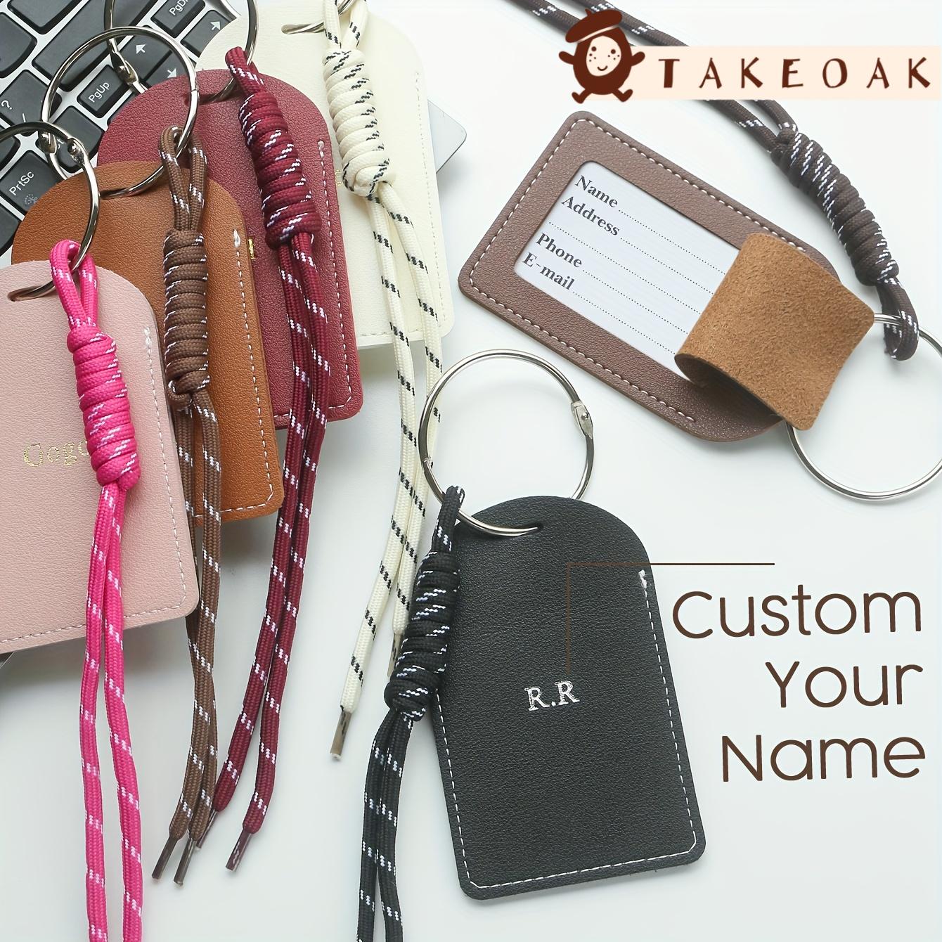 Travel Accessories With Kids - ป้ายติดกระเป๋าหนังแบบกำหนดเองได้ พร้อมเชือกถักแบบมีสายคล้อง ป้องกันการสูญหาย พร้อมฝาปิดป้องกันข้อมูลส่วนตัว