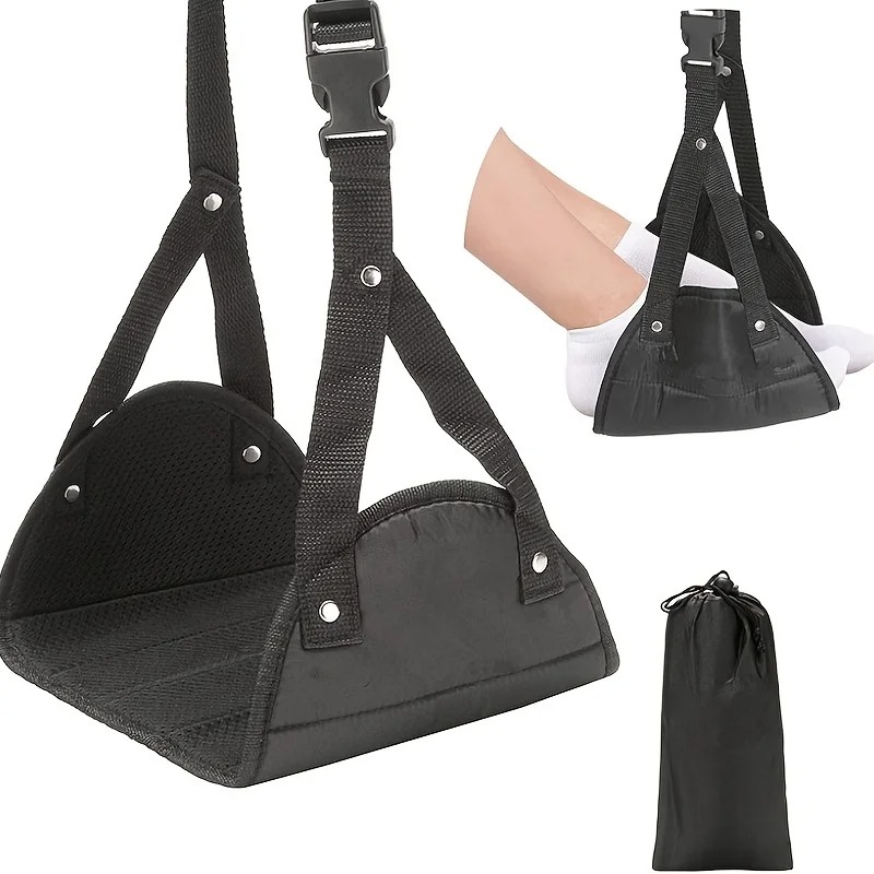 Qantas Travel Accessories - ที่วางขาเปลญวนแบบพกพา ที่วางเท้าเครื่องบินพร้อมสายรัดปรับระดับได้ อุปกรณ์เสริมสําหรับการเดินทางที่สมบูรณ์แบบ
