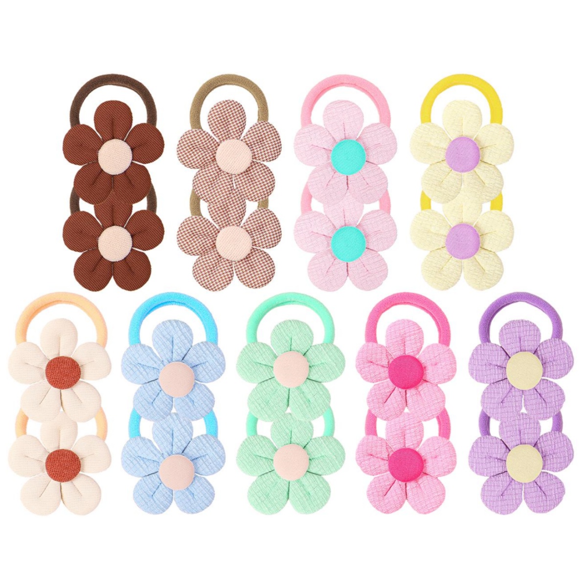 Travel Accessories With Kids - ที่คาดผมลายดอกทานตะวัน 18 ชิ้น สำหรับเด็กผู้หญิง ยางรัดผมไนลอน ที่คาดผมดอกไม้