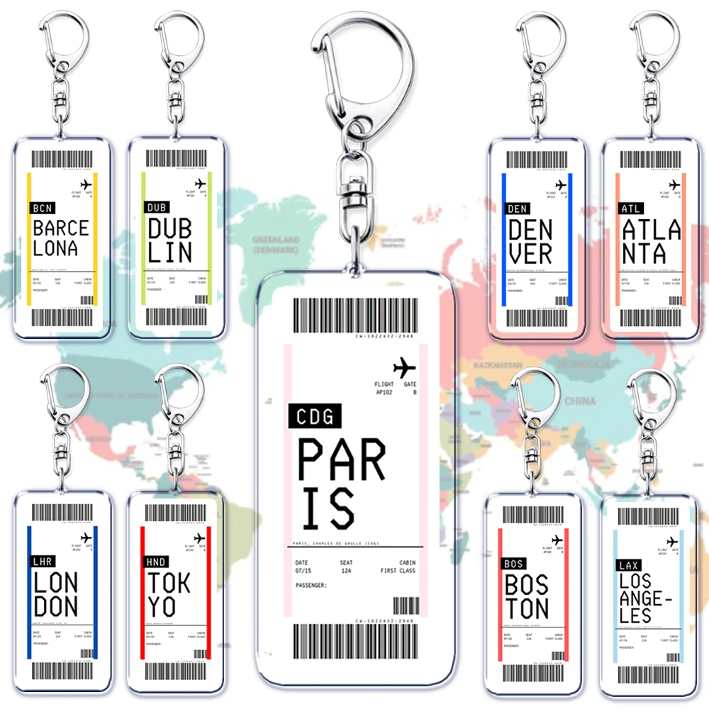 Qantas Travel Accessories - ตั๋วเครื่องบิน Boarding Pass พวงกุญแจบอสตันปารีสโตเกียวนิวยอร์กพวงกุญแจสําหรับอุปกรณ์เสริมกระเป๋า Key Chain