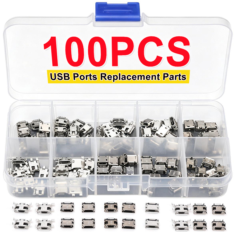Travel Plug Type C - 100 ชิ้น/แพ็ค 10 แบบ ขั้วต่อ USB