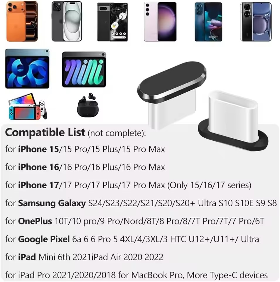 ปลั๊กกันฝุ่น USB C 4 ชิ้น พร้อ - Travel Plug Type C บทวิจารณ์และราคา