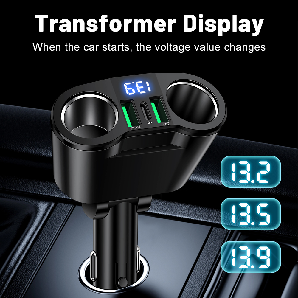อะแดปเตอร์ชาร์จในรถยนต์ USB Ty - Travel Plug Type C บทวิจารณ์และราคา